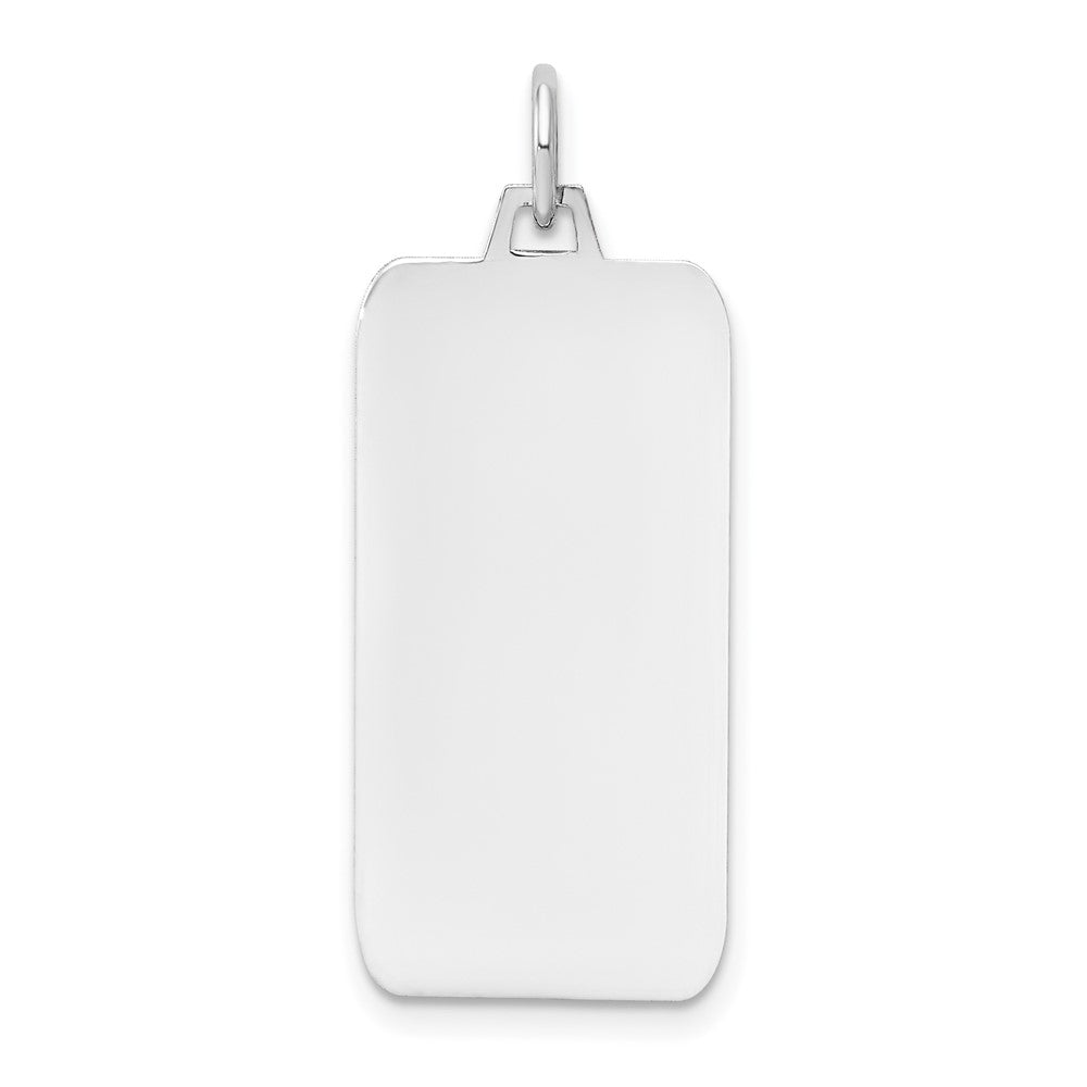 14k White Gold Plain .027 Gauge Rectangular Dog TagEngravable Charm Pendant Jewelry Gifts (Length 1.25" Width 0.51")