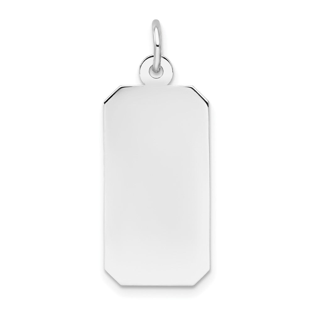 14k White Gold Plain .018 Gauge RectangularEngravable Charm Pendant Jewelry Gifts (Length 1.13" Width 0.47")
