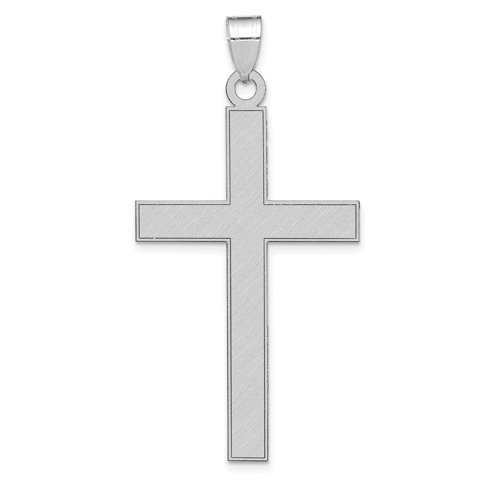 14k White Gold Florentine Satin Crucifix CrossEngravable Charm Pendant Jewelry Gifts (Length 1.87" Width 0.98")