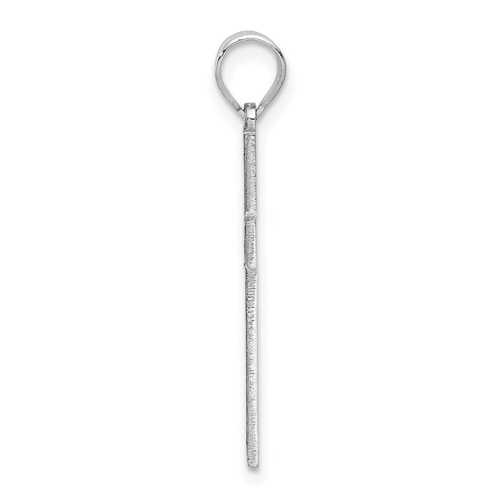 14k White Gold Laser Etched Crucifix CrossEngravable Charm Pendant Jewelry Gifts (Length 1.13" Width 0.55")