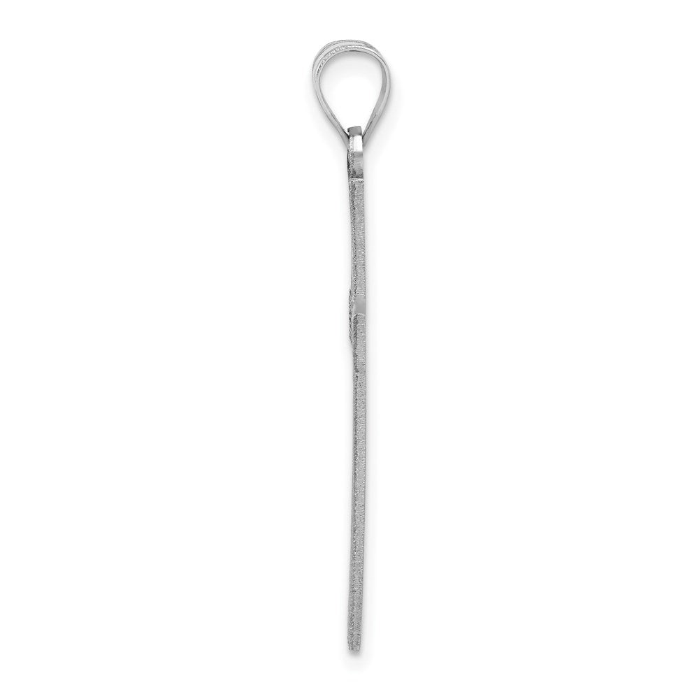 14k White Gold Laser Etched Crucifix CrossEngravable Charm Pendant Jewelry Gifts (Length 1.4" Width 0.7")