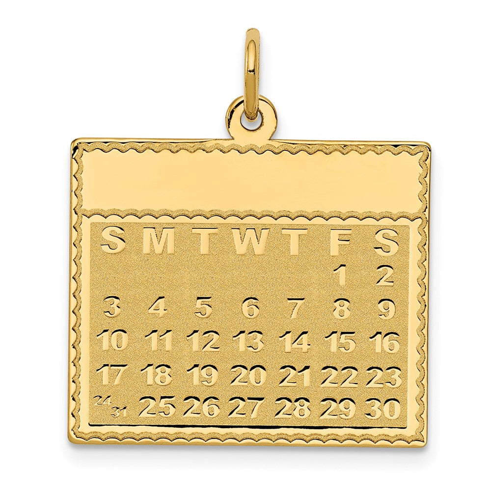 14k Yellow Gold Friday the First Day CalendarEngravable Charm Pendant Jewelry Gifts (Length 1.01" Width 0.86")