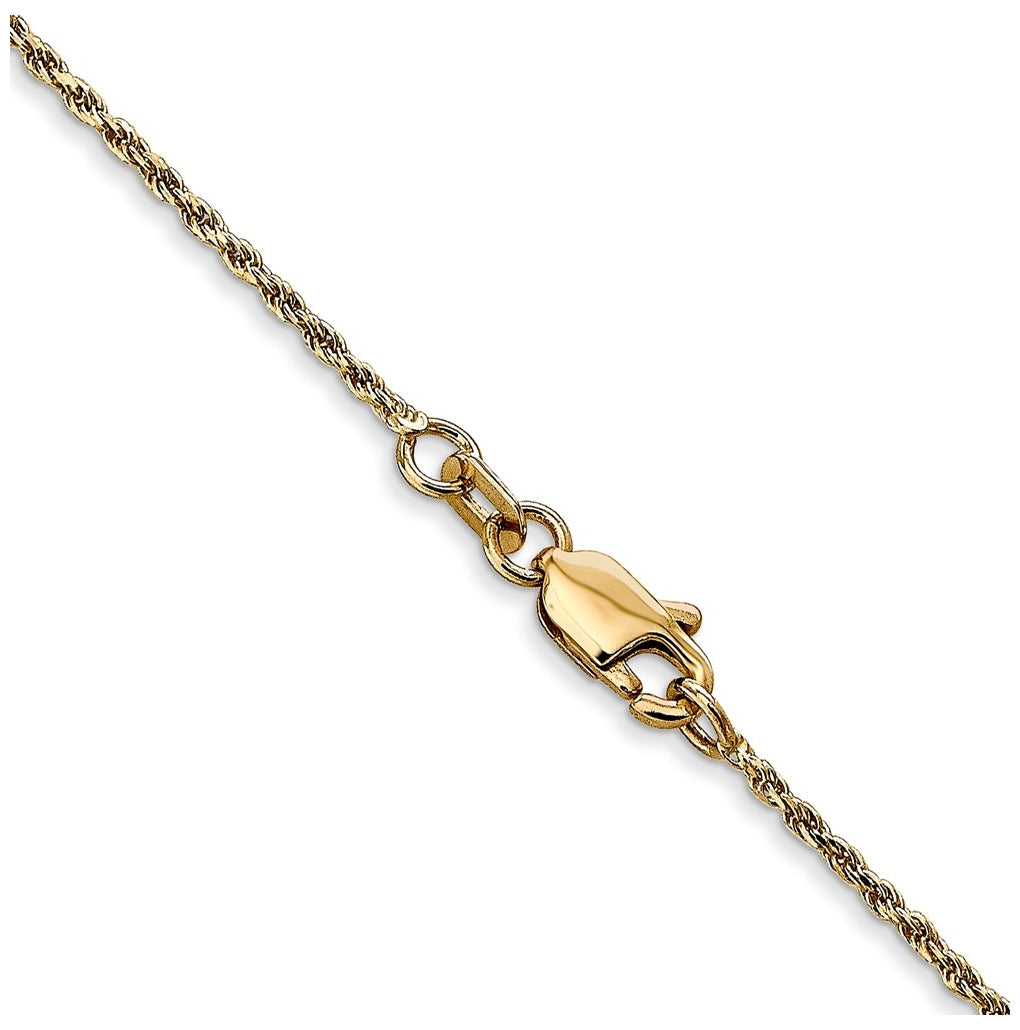14K Yellow Gold 1.15mm Diamond Cut Machine-made Rope Chain – Elegant Jewelry Gift for Birthday, Anniversary, Engagement, Wedding