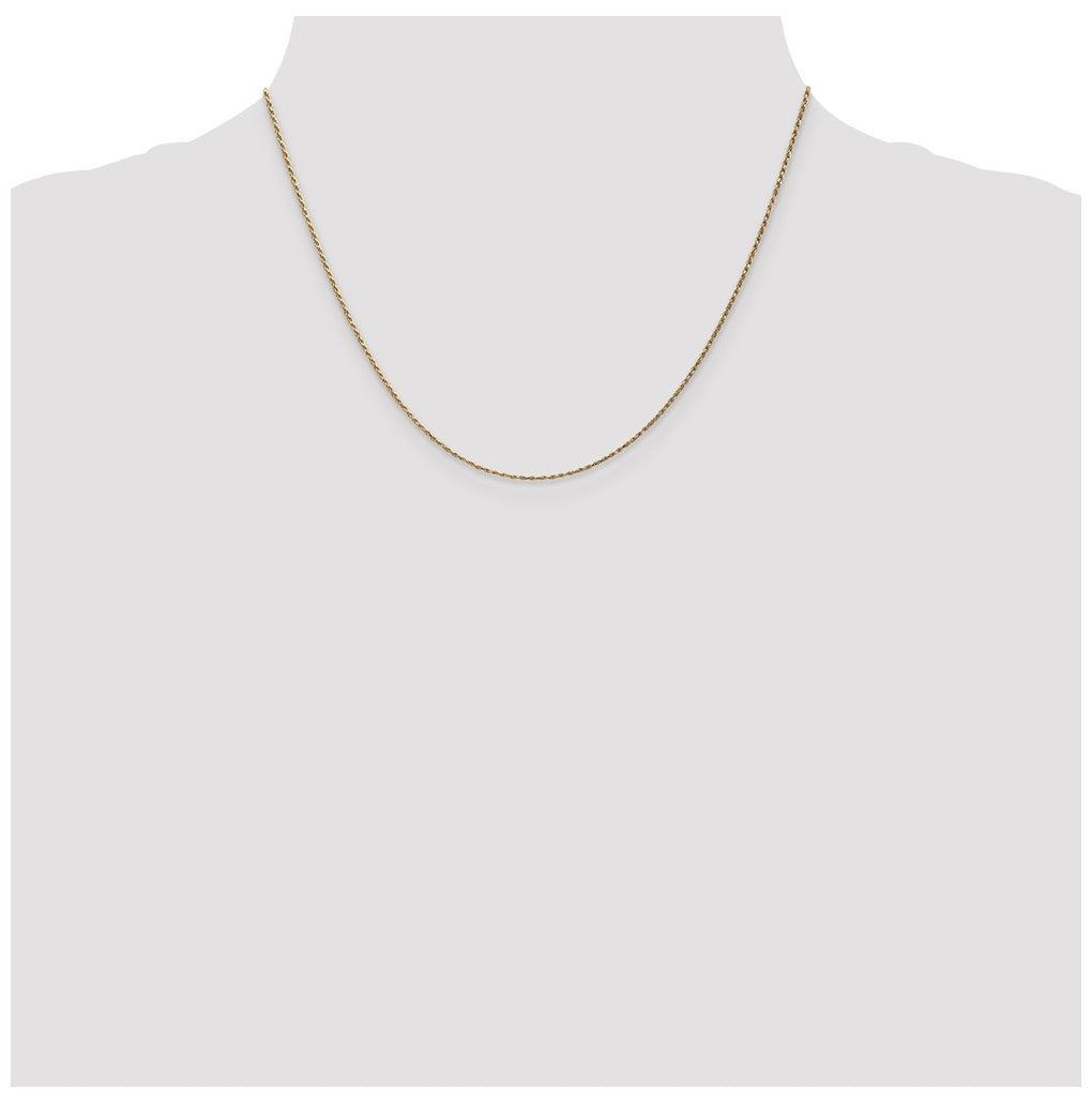 14K Yellow Gold 1.15mm Diamond Cut Machine-made Rope Chain – Elegant Jewelry Gift for Birthday, Anniversary, Engagement, Wedding