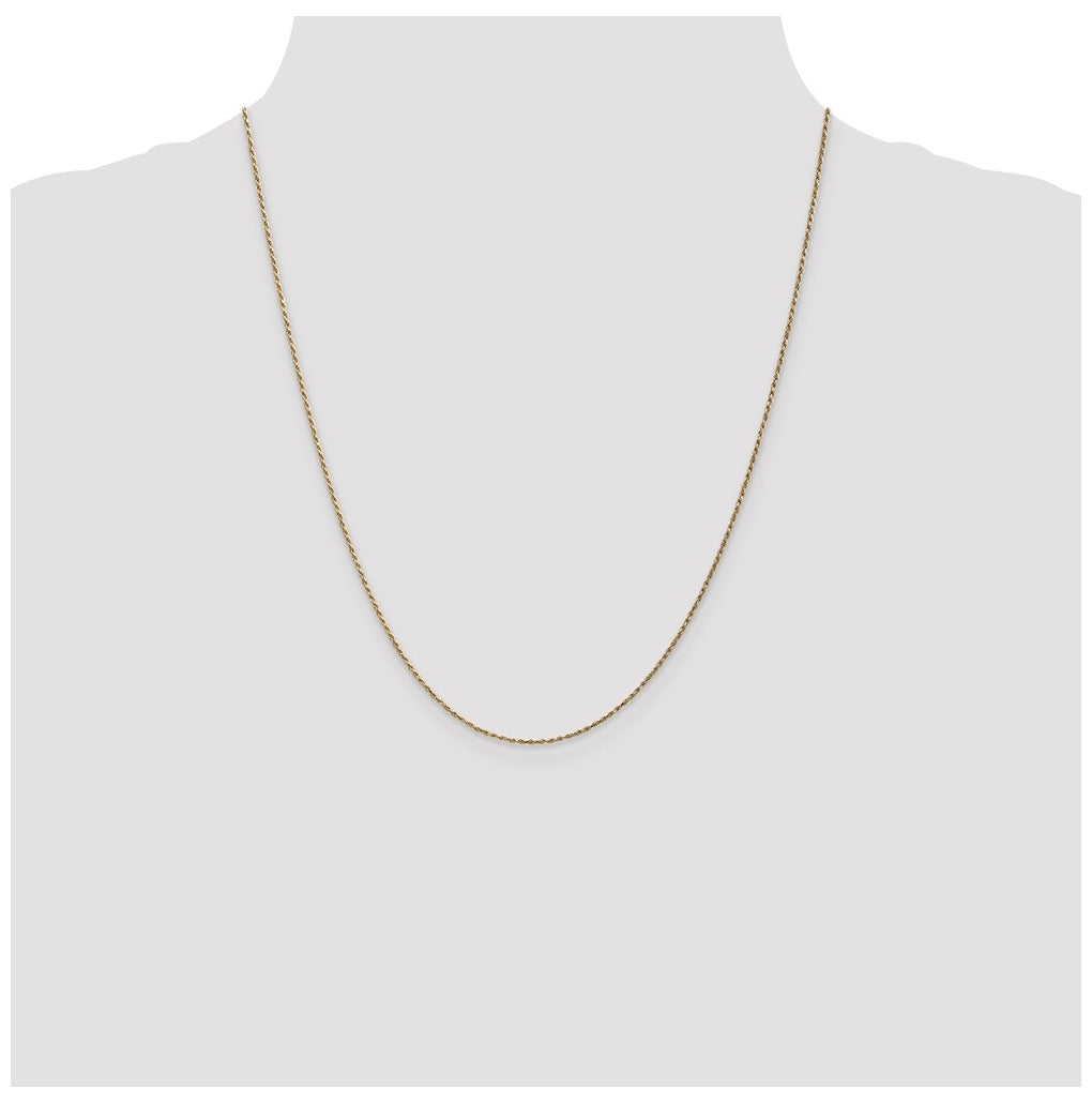 14K Yellow Gold 1.15mm Diamond Cut Machine-made Rope Chain – Elegant Jewelry Gift for Birthday, Anniversary, Engagement, Wedding