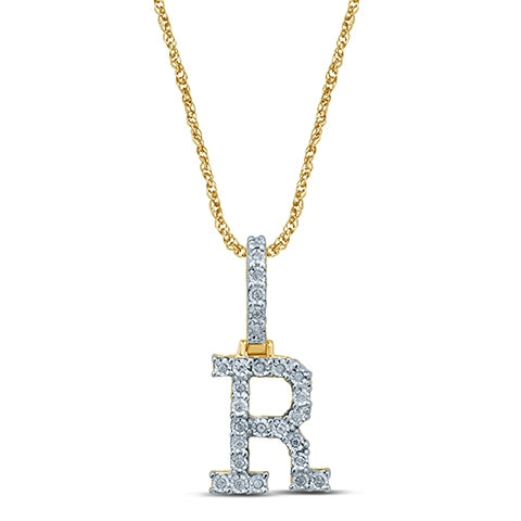 10K Yellow Gold 0.19-0.23  Cttw Diamond Fanuc Initial "R" Charm