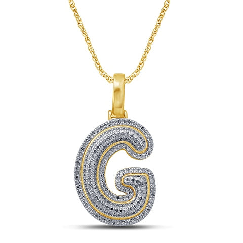 10K Yellow Gold Diamond Bubble Letter Charm