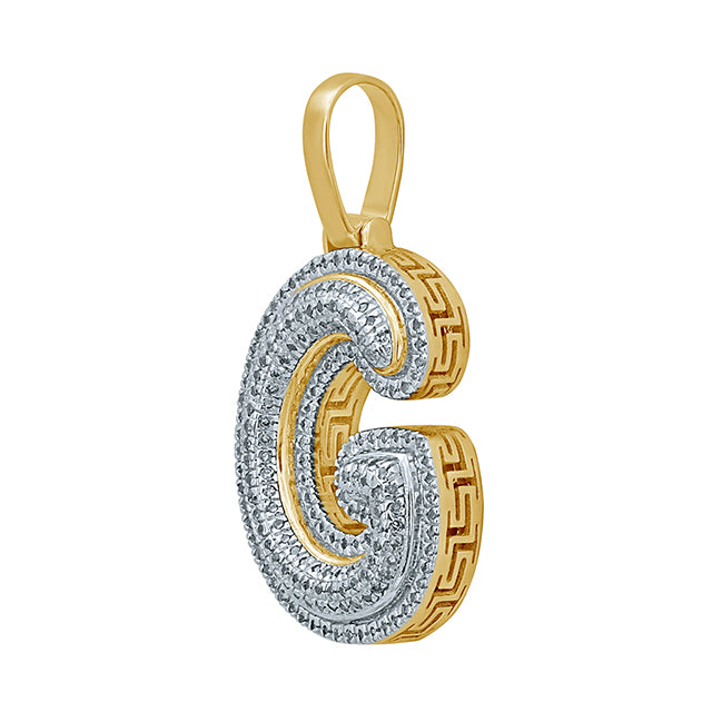 10K Yellow Gold Diamond Bubble Letter Charm
