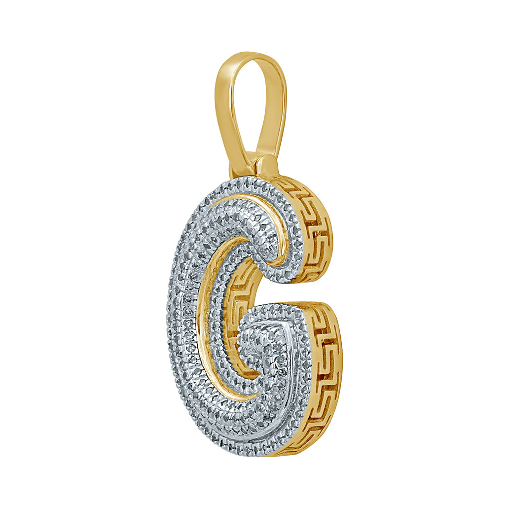 10K Yellow Gold Diamond Bubble Letter Charm