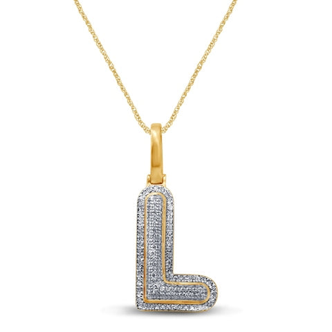10K Yellow Gold Diamond Bubble Letter Charm