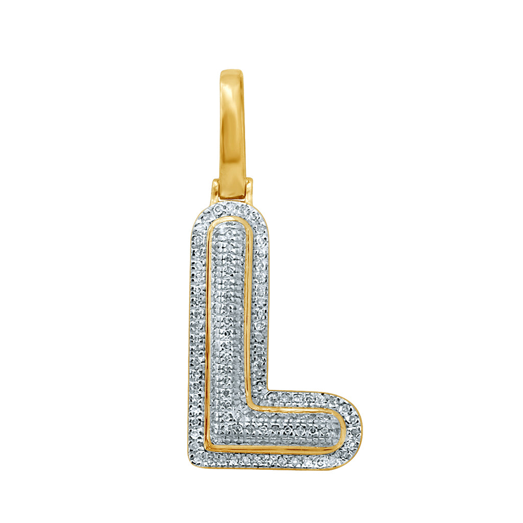 10K Yellow Gold Diamond Bubble Letter Charm