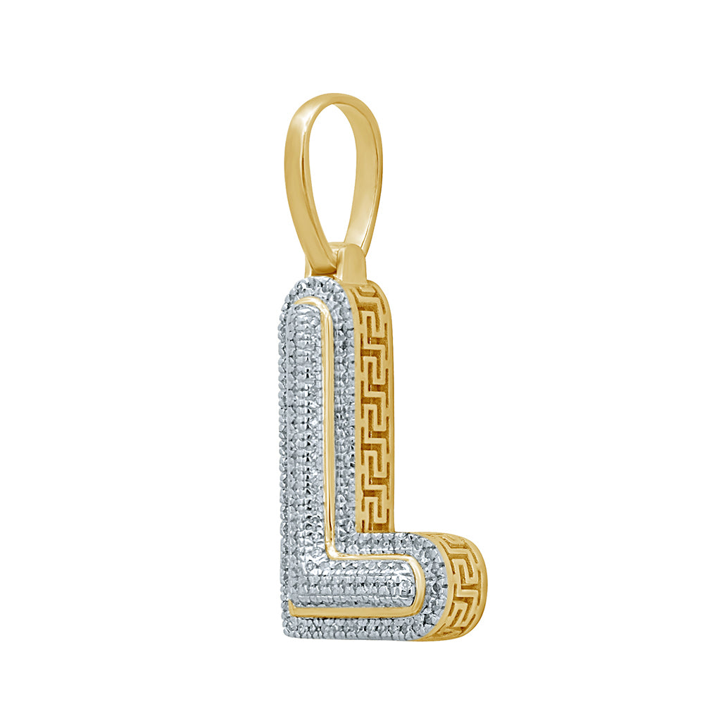 10K Yellow Gold Diamond Bubble Letter Charm