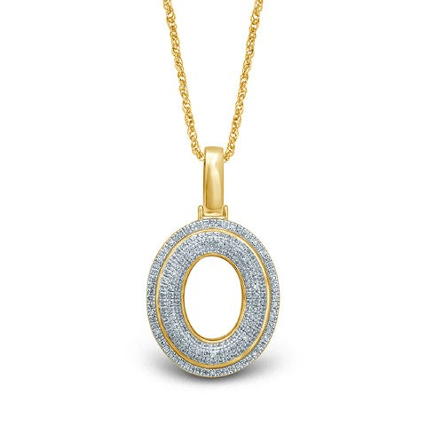 10K Yellow Gold Diamond Bubble Letter Charm