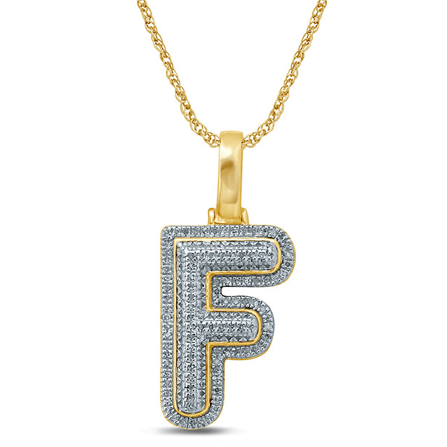 10K Yellow Gold Diamond Bubble Letter Charm