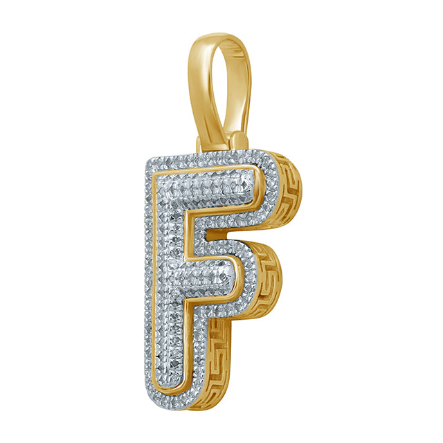 10K Yellow Gold Diamond Bubble Letter Charm