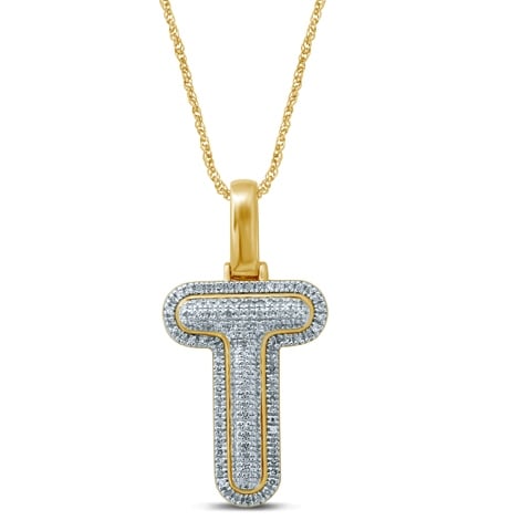 10K Yellow Gold Diamond Bubble Letter Charm