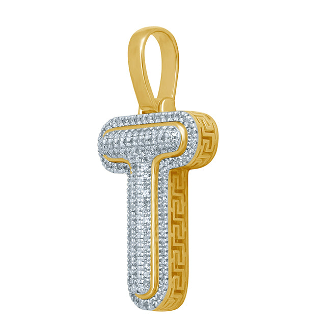 10K Yellow Gold Diamond Bubble Letter Charm