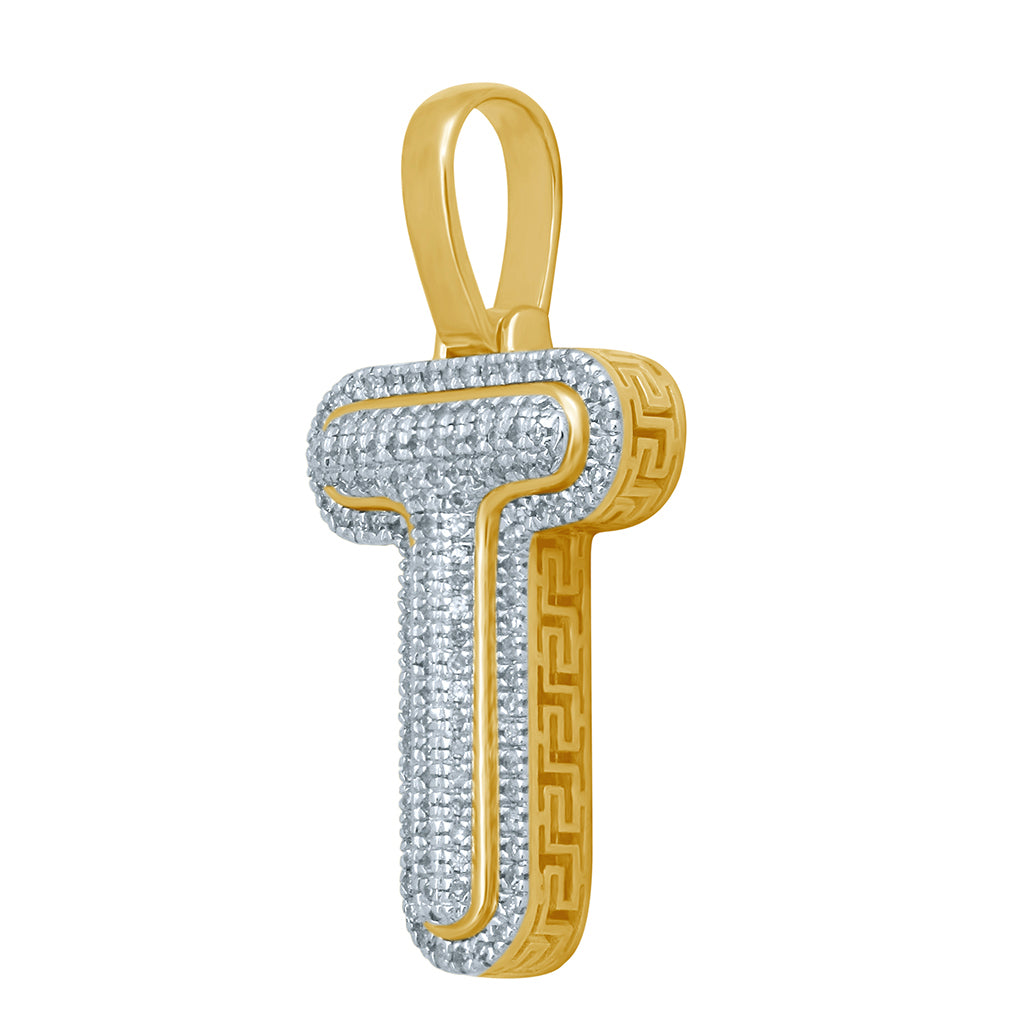 10K Yellow Gold Diamond Bubble Letter Charm