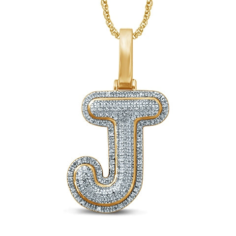 10K Yellow Gold Diamond Bubble Letter Charm