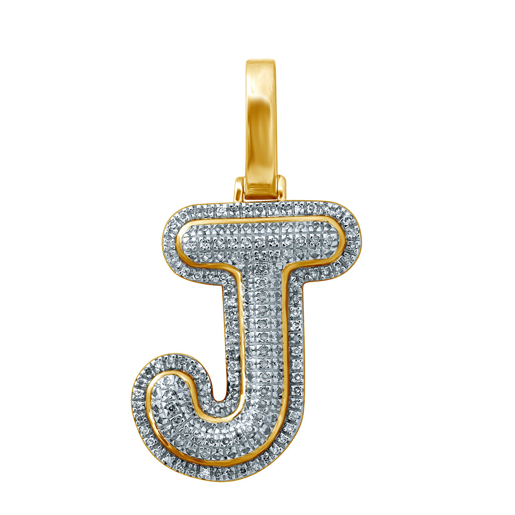 10K Yellow Gold Diamond Bubble Letter Charm