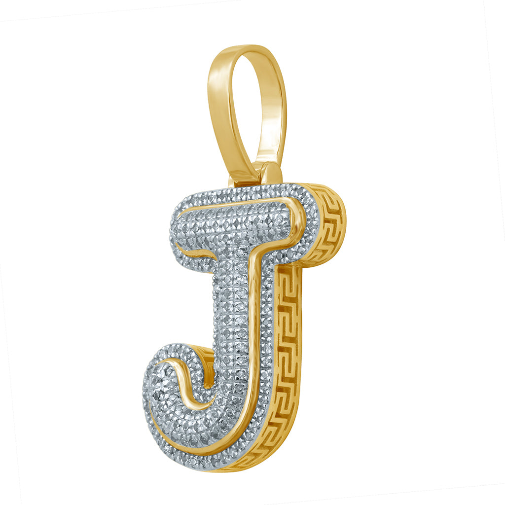 10K Yellow Gold Diamond Bubble Letter Charm