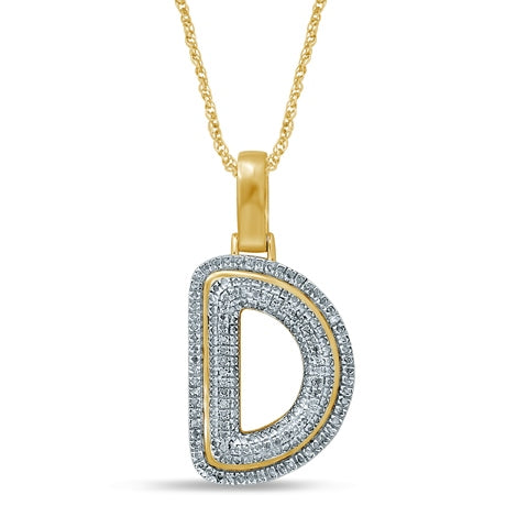 10K Yellow Gold Diamond Bubble Letter Charm