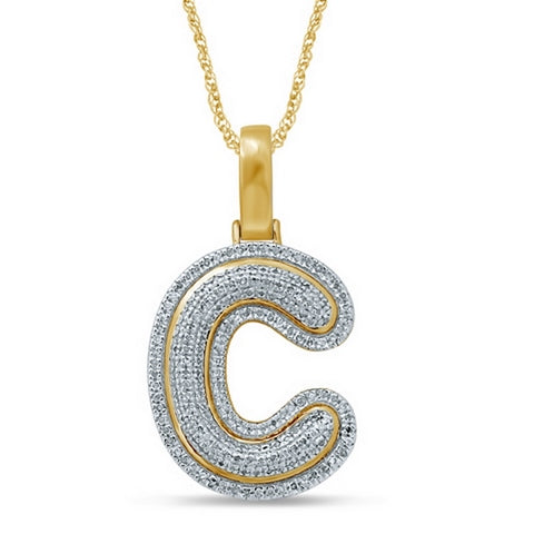 10K Yellow Gold Diamond Bubble Letter Charm