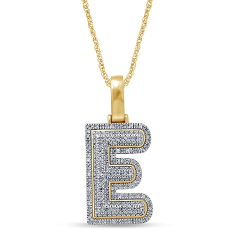 10K Yellow Gold Diamond Bubble Letter Charm