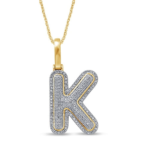 10K Yellow Gold Diamond Bubble Letter Charm