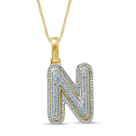 10K Yellow Gold Diamond Bubble Letter Charm