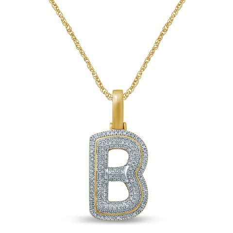 10K Yellow Gold Diamond Bubble Letter Charm