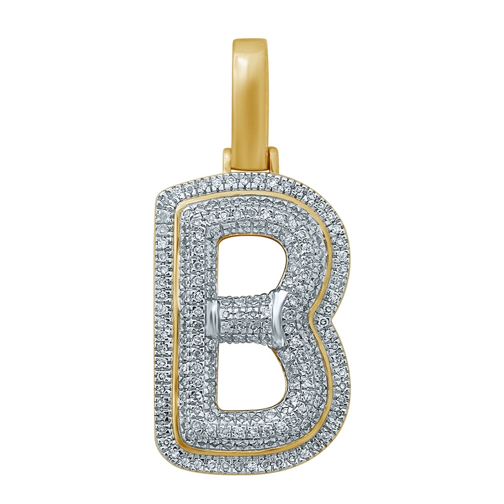 10K Yellow Gold Diamond Bubble Letter Charm