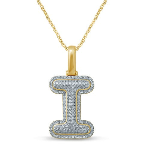 10K Yellow Gold Diamond Bubble Letter Charm