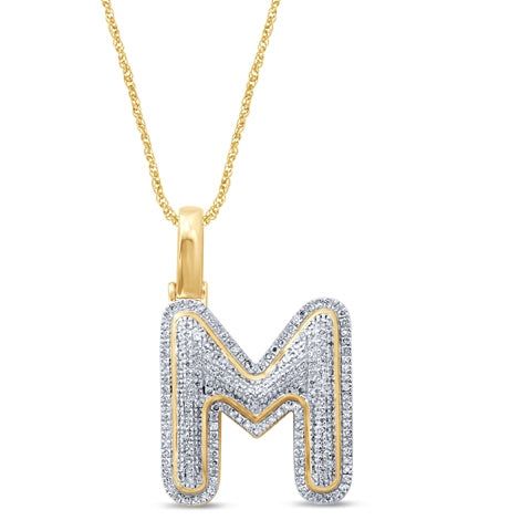 10K Yellow Gold Diamond Bubble Letter Charm