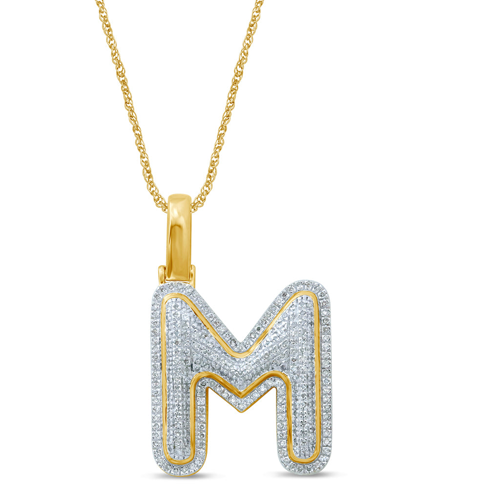 10K Yellow Gold Diamond Bubble Letter Charm