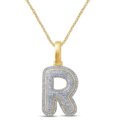 10K Yellow Gold Diamond Bubble Letter Charm