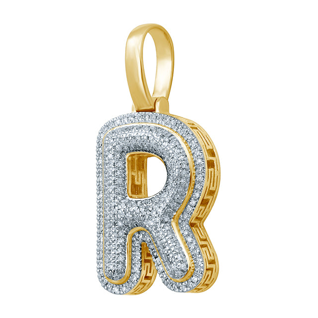 10K Yellow Gold Diamond Bubble Letter Charm
