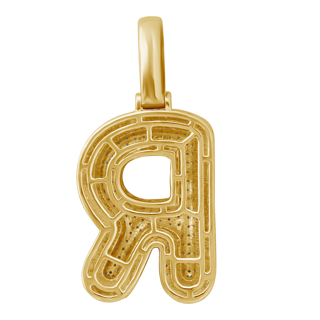 10K Yellow Gold Diamond Bubble Letter Charm