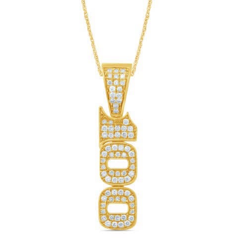 10K Yellow Gold 1.01-1.02 Cttw Round Diamond "100" Pendant
