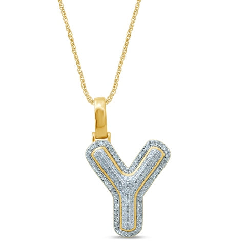 10K Yellow Gold Diamond Bubble Letter Charm