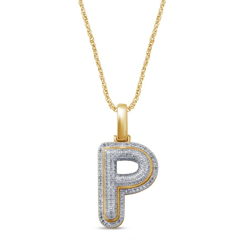 10K Yellow Gold Diamond Bubble Letter Charm