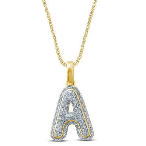 10K Yellow Gold Diamond Bubble Letter Charm