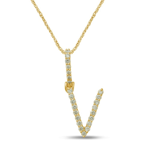 10K Yellow Gold Diamond Dark Polish Initial Charm