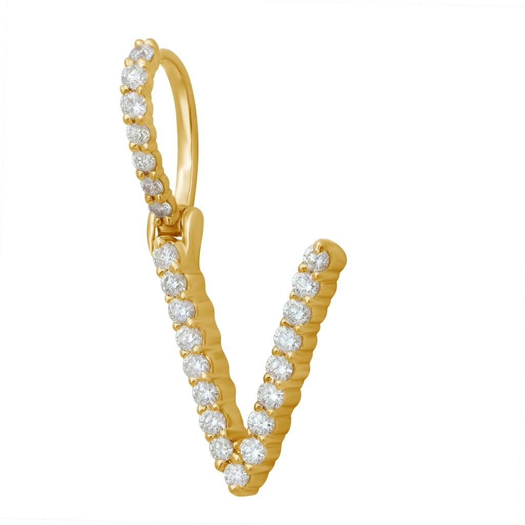 10K Yellow Gold Diamond Dark Polish Initial Charm