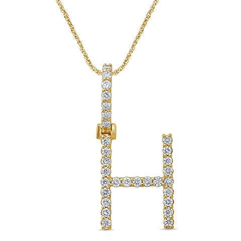10K Yellow Gold Diamond Dark Polish Initial Charm