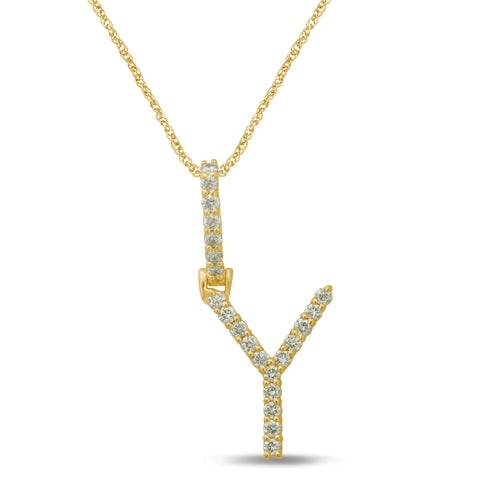 10K Yellow Gold Diamond Dark Polish Initial Charm