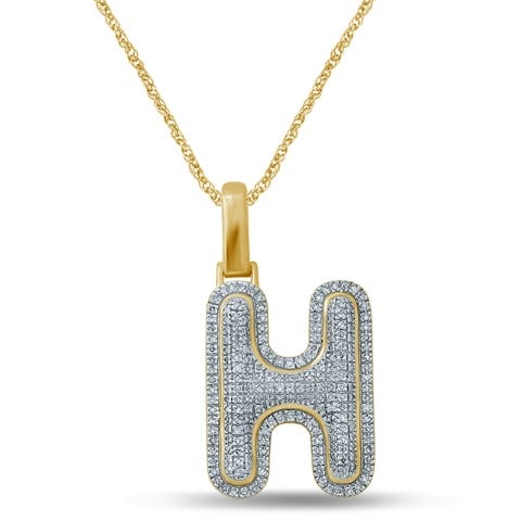 10K Yellow Gold Diamond Bubble Letter Charm