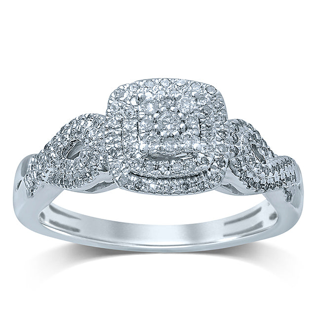 10K White Gold 0.31-0.36 Cttw Diamond Ladies Ring