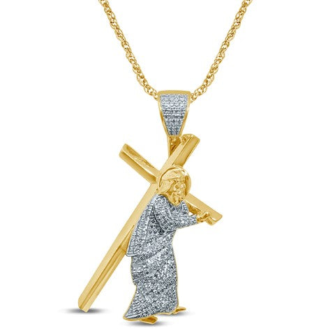 10K Yellow Gold 0.50-0.55 Cttw Diamond Cross