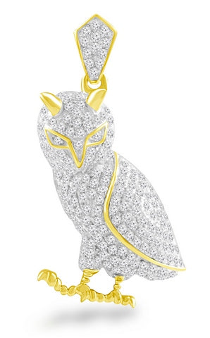 10K Yellow Gold 0.94-1.01 Cttw  Diamond  "Owl" Charm